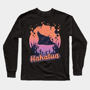 Vintage Hahalua Hawaiian for Stingray manta ray beauty of the sea Long Sleeve T-Shirt